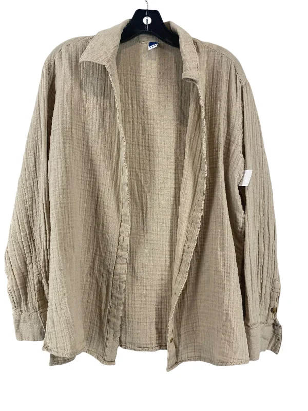 Women's Blouse with BeltTop Long Sleeve By Old Navy In Tan, Size: M