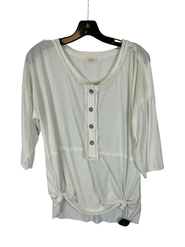 Women's Button-Up BlouseTop Long Sleeve By Pol In White, Size: L