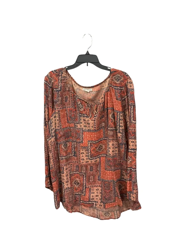 Women's Blouse with Boat CollarTop Long Sleeve By Ruff Hewn In Multi-colored, Size: 3x