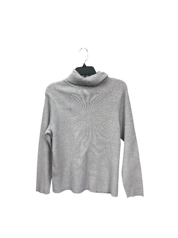 Women's Blouse with U-Shaped CollarTop Long Sleeve By Style And Company In Silver, Size: 3x