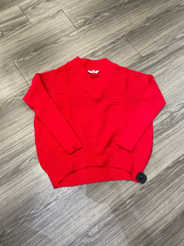 Women's Blouse with Wide CollarTop Long Sleeve By Time And Tru In Red, Size: M