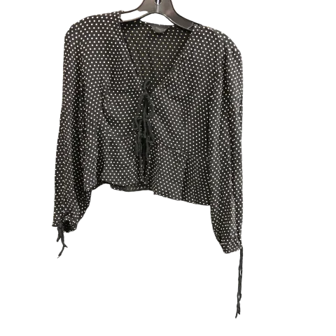 Women's Blouse with Cap SleevesTop Long Sleeve By Topshop In Polkadot Pattern, Size: M