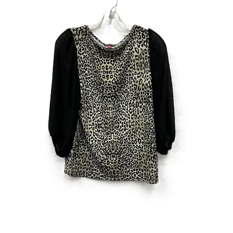 Women's Blouse with Lapel CollarTop Long Sleeve By Vince Camuto In Animal Print, Size: S