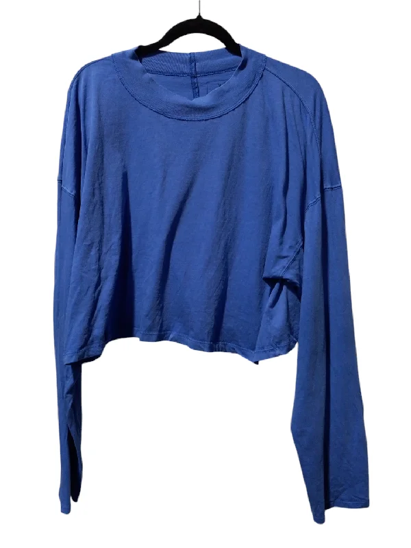 Women's Blouse with Rounded CollarTop Long Sleeve By We The Free In Blue, Size: Xl