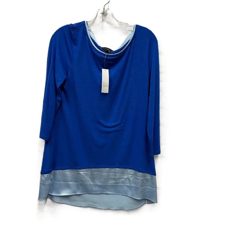 Women's Blouse with Narrow CollarTop Long Sleeve By White House Black Market In Blue, Size: M