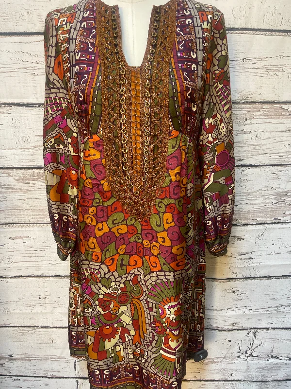 Women's Blouse with Keyhole CollarTunic Long Sleeve By Nicole Miller In Multi-colored, Size: S