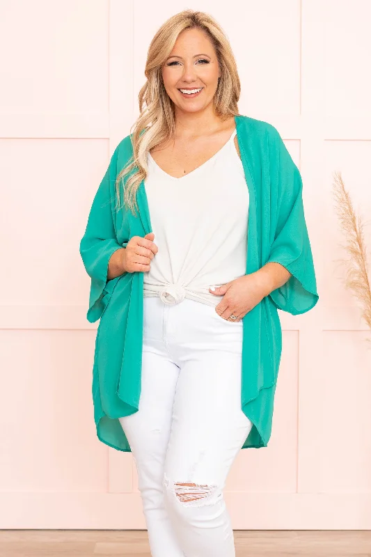 Women's Blouse for OfficeWhat's Happening Kimono, Kelly Green